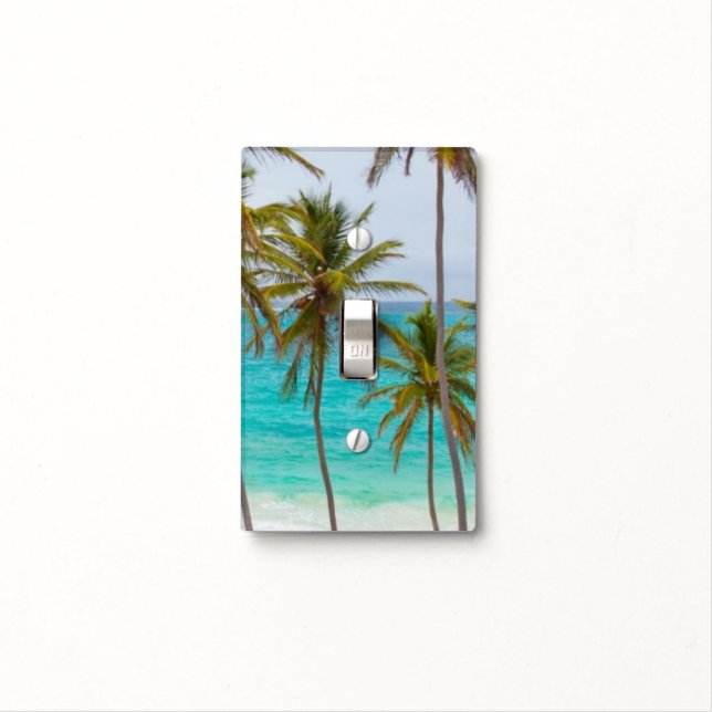 Palm Tree Beach Sky Clouds Sunset Nature Office Light Switch Cover (In Situ)