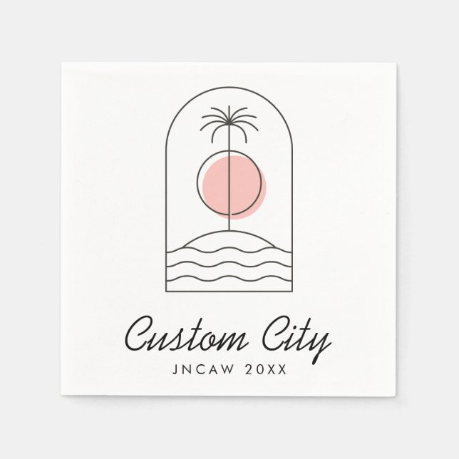 Palm Tree Beach Summer Custom Trade Show Napkins (Front)