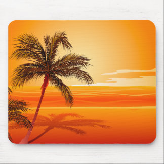 Palm Tree Beach Sunset Mouse Pad