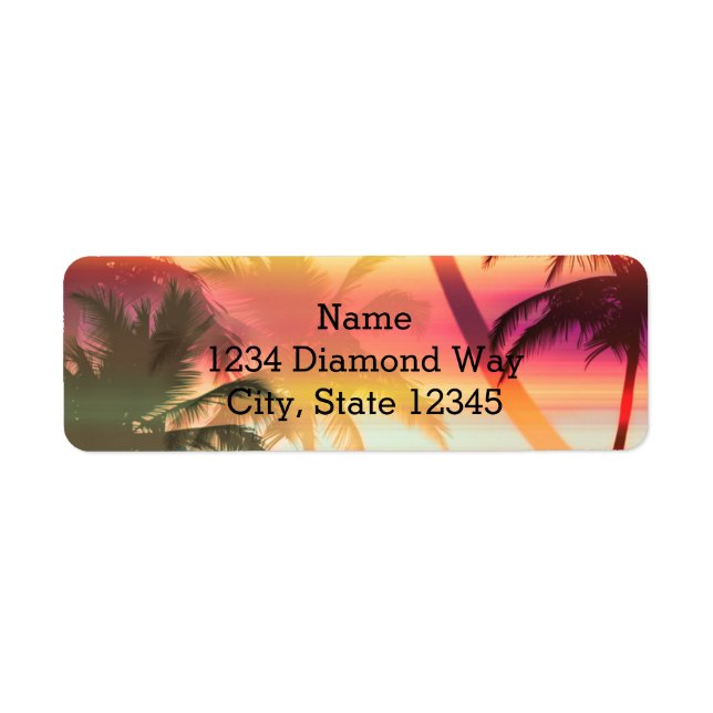 Palm Tree Beach Tropical Heat Summer Address Label (Front)