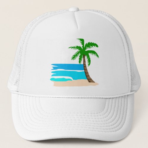 Palm Tree Beach Trucker Hat