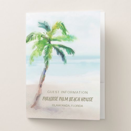 Palm Tree Beach Vacation Rental Guest Information Pocket Folder