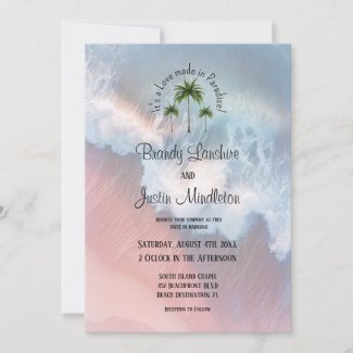 Palm Tree Beach Wave Wedding