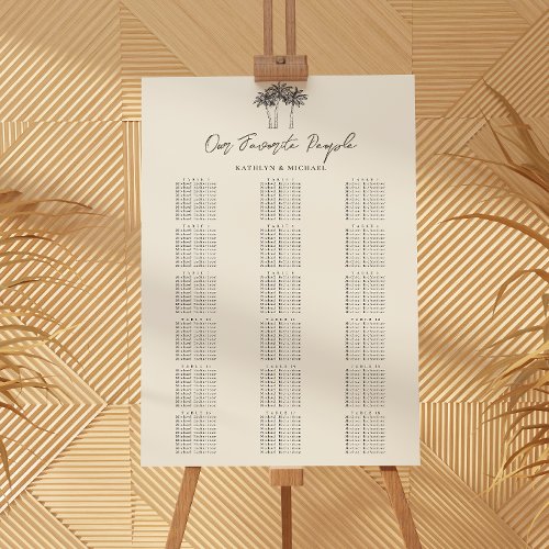 Palm Tree Beach Wedding 18 Table Seating Chart