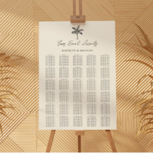 Palm Tree Beach Wedding 30 Table Seating Chart