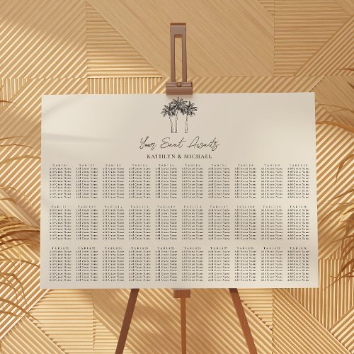 Palm Tree Beach Wedding 30 Table Seating Chart