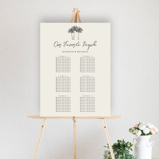 Palm Tree Beach Wedding 6 Table Seating Chart (Creator Uploaded)