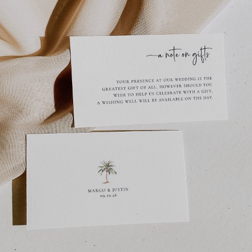 Palm Tree Beach Wedding A Note On Gifts Enclosure Card