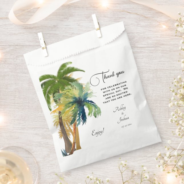 Palm Tree Beach Wedding  Favor Bag (Clipped)