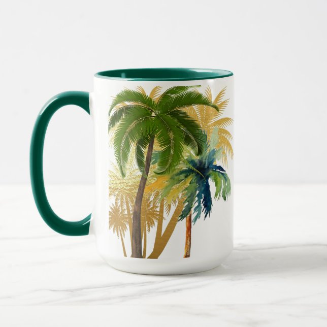 Palm Tree Beach Wedding Favor Mug (Left)