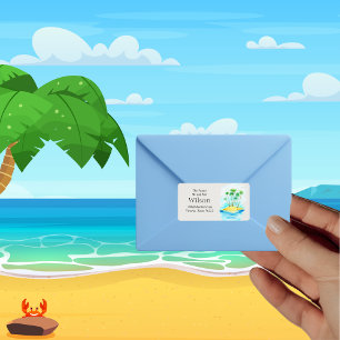 Palm Tree Beach wedding invitation return address Label