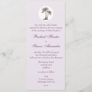 Palm Tree Beach Wedding Invitiation -slim Invitation