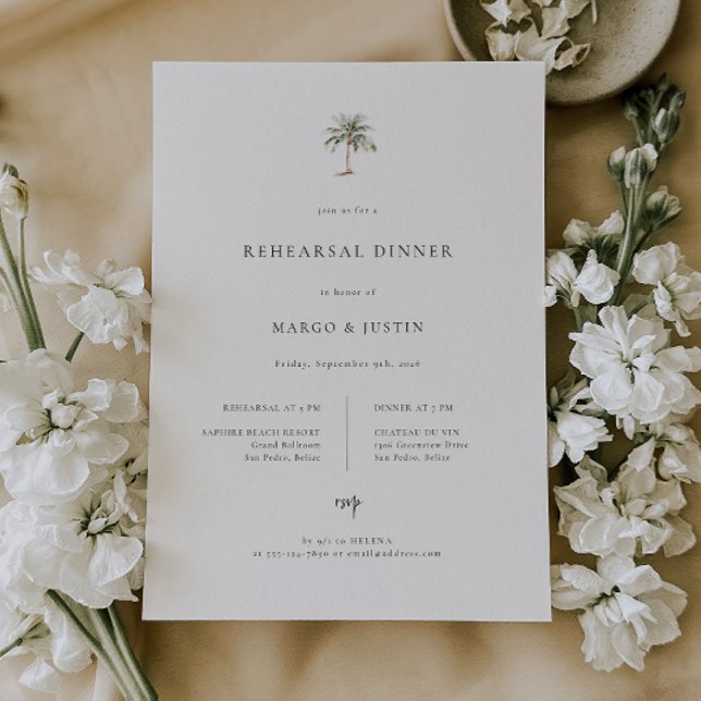 Palm Tree Beach Wedding Rehearsal Dinner Announcement (Creator Uploaded)