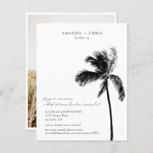 Palm Tree Beach Wedding Room Block Enclosure Card