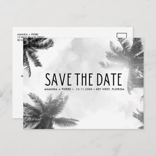 Palm Tree Beach Wedding Save the Date  Announcement Postcard
