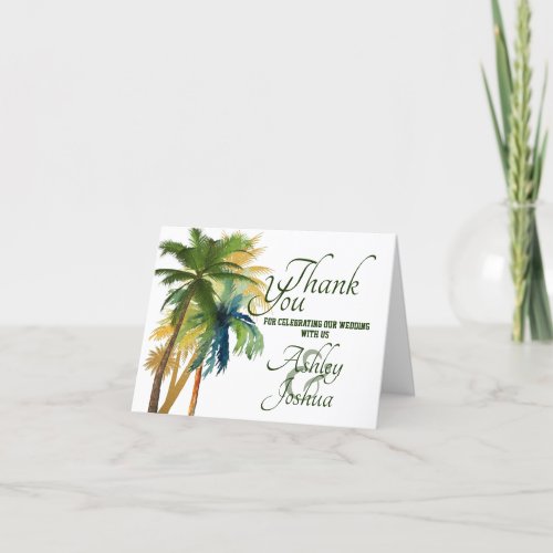 Palm Tree Beach Wedding Thank You Card