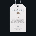 Palm Tree Beach Wedding Welcome Bag Gift Tags<br><div class="desc">Rustic chic palm tree and watercolor beach seascape inspired backing wedding welcome gift bag tags. Personalize and customize text font style,  color and size.</div>
