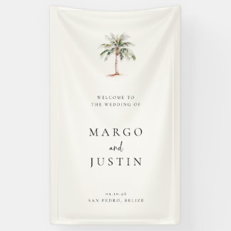 Palm Tree Beach Wedding Welcome Banner
