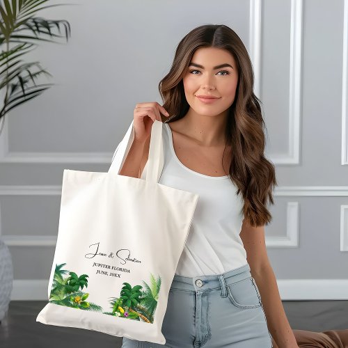 Palm Tree Beach Wedding Welcome  Tote Bag