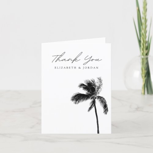 Palm Tree Black  White Blank Thank You Card