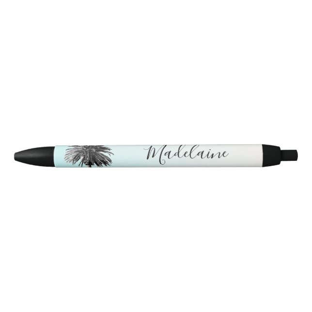 Palm Tree Black White Modern Blue Sky Personal Pen (Front)