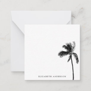 Palm Tree Black & White Personalized Minimalist  Note Card