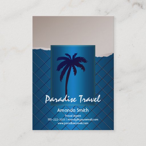 Customizable Palm Tree Blue Business Cards