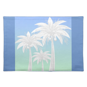  Palm Tree Blue Green Tropical Beach Summer Island Cloth Placemat