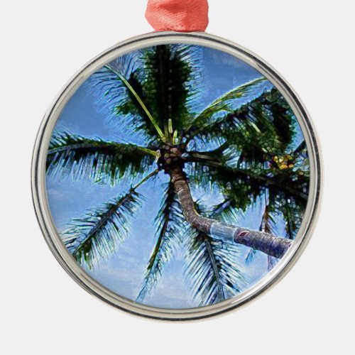 Palm Tree  Blue Sky Metal Ornament