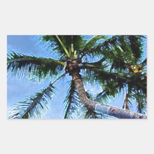 Palm Tree  Blue Sky Rectangular Sticker