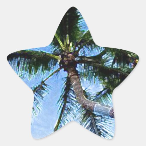 Palm Tree  Blue Sky Star Sticker