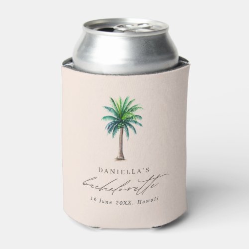 Palm Tree Blush Bachelorette Party Can Cooler