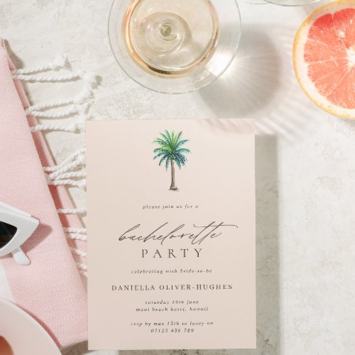 Palm Tree Blush Bachelorette Party Invitation