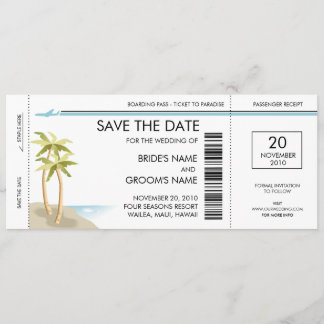 Palm Tree Boarding Pass Save the Date Invitations