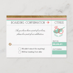 Palm Tree Boarding Pass to Cyprus RSVP Invitation