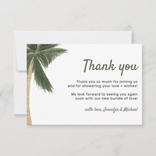 Palm Tree Bohemian Gender Neutral Thank you Invitation