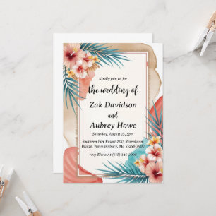 palm tree boho beach wedding invitations