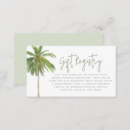 Palm Tree Boho Tropical Bridal Shower Enclosure Card