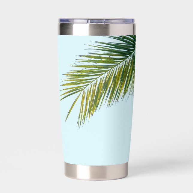 Palm tree branch insulated tumbler (Back)