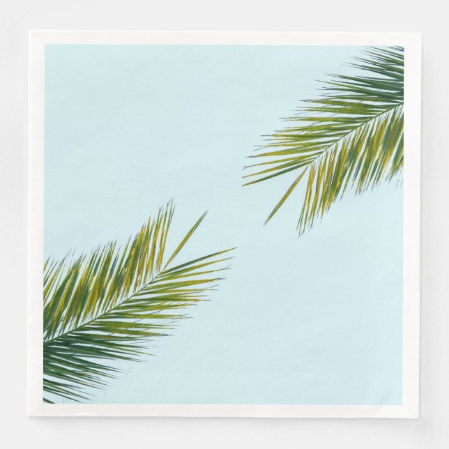 Palm tree branch paper dinner napkins (Front)