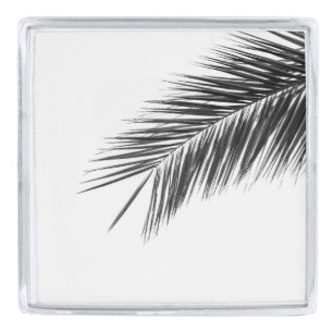 Palm tree branch silver finish lapel pin