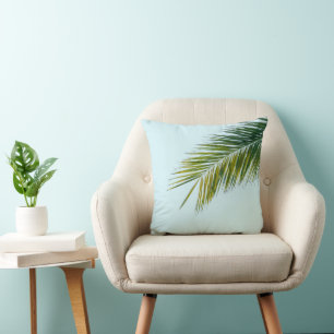 Palm tree branch throw pillow