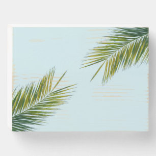 Palm tree branch wooden box sign