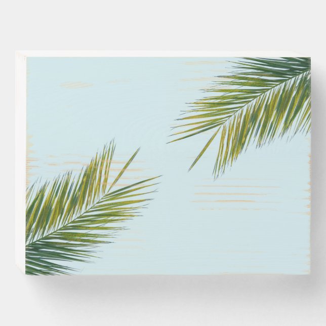 Palm tree branch wooden box sign (Front Horizontal)