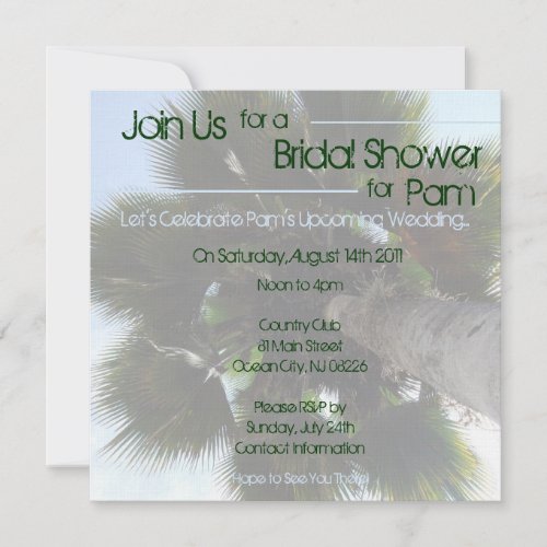 Palm Tree Bridal Shower Invite