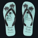 Palm Tree Bride Tribe  Flip Flops<br><div class="desc">Hit the beach in style with these awesome Beach Lover Bride Tribe Flip Flops with sweet little palm trees to give you that tropical feel! Room to customize with your bridsmaids names! Mix and match all of your favorite Beach Lover products from Up On the Mountain!</div>