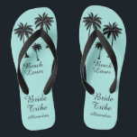 Palm Tree Bride Tribe  Flip Flops<br><div class="desc">Hit the beach in style with these awesome Beach Lover Bride Tribe Flip Flops with sweet little palm trees to give you that tropical feel! Room to customize with your bridsmaids names! Mix and match all of your favorite Beach Lover products from Up On the Mountain!</div>