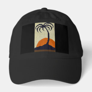 Palm Tree Bright Tropical Sun Crochet Print on Hat