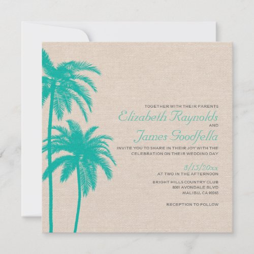 Palm Tree Burlap Wedding Invitations