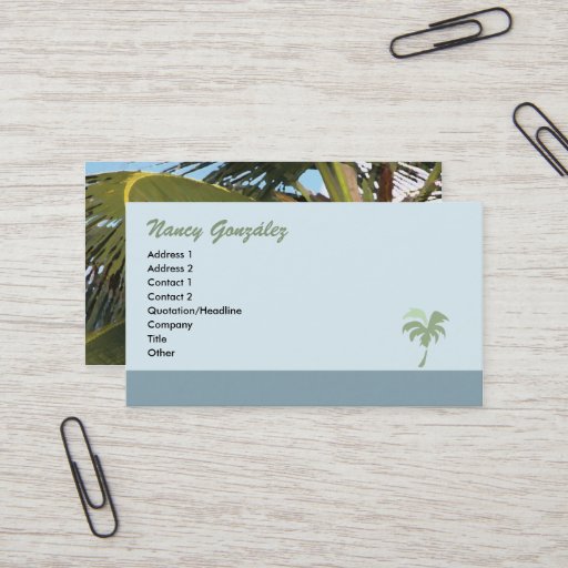 Customizable Palm Tree Business Card - blue